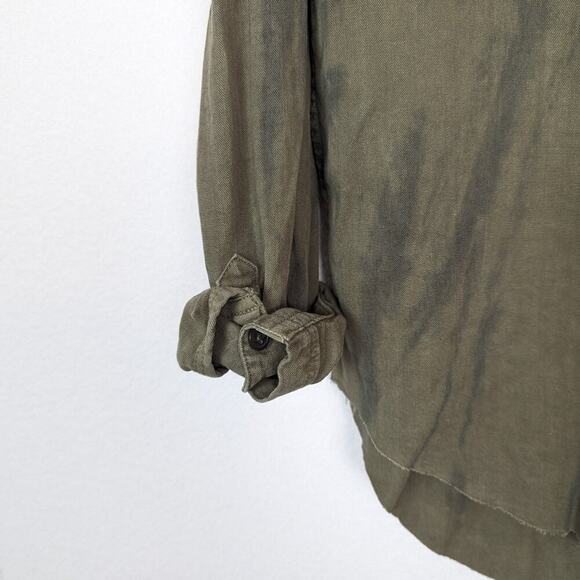 NWT Rails Olive Black Tie Dye Ingrid Raw Button Down Shirt Size M - Picture 4 of 8
